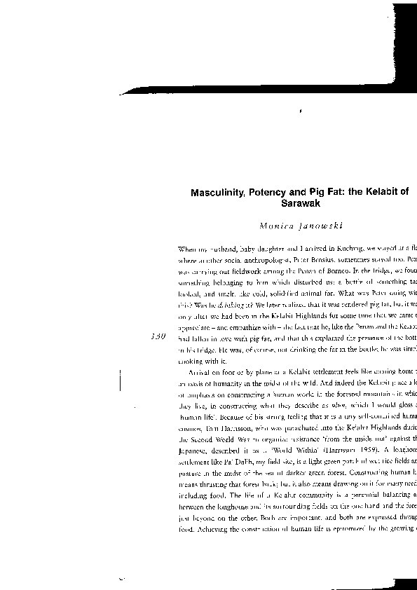 Masculinity, potency and pig fat: the Kelabit of Sarawak Thumbnail