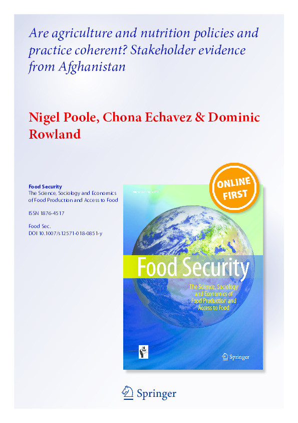 Are agriculture and nutrition policies and practice coherent? Stakeholder evidence from Afghanistan Thumbnail