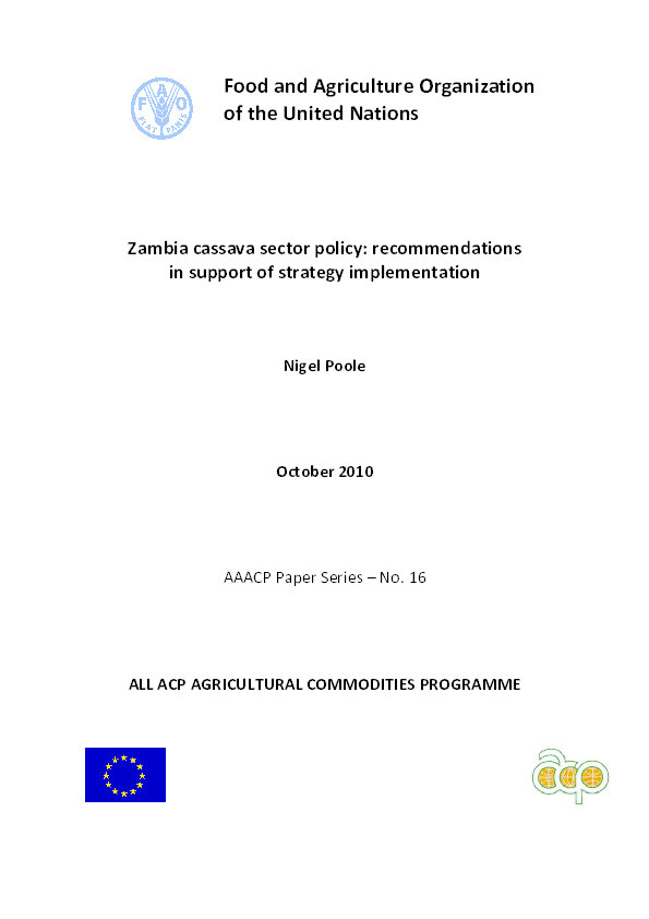Zambia cassava sector policy – recommendations in support of strategy implementation Thumbnail
