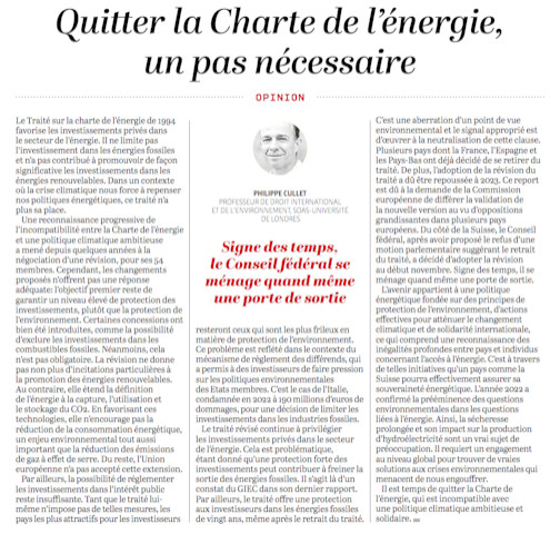 Quitter la Charte de l’énergie, un pas nécessaire face à la crise climatique Thumbnail