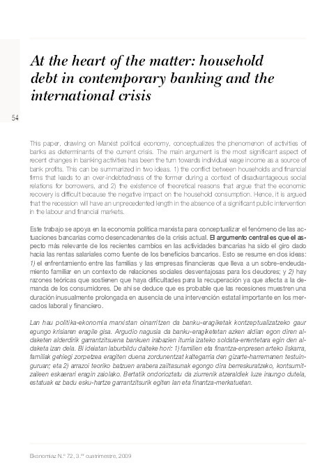 At the heart of the matter: household debt in contemporary banking and the international crisis Thumbnail