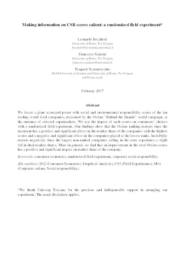 Making Information on CSR Scores Salient: A Randomized Field Experiment Thumbnail