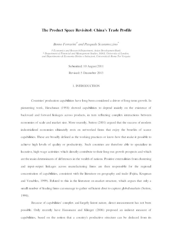The Product Space Revisited: China’s Trade Profile Thumbnail