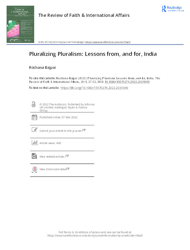 Pluralizing Pluralism: Lessons from, and for, India Thumbnail