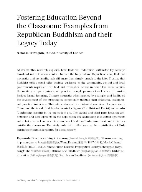 Fostering Education Beyond the Classroom: Examples from Republican Buddhism and their Legacy Today Thumbnail
