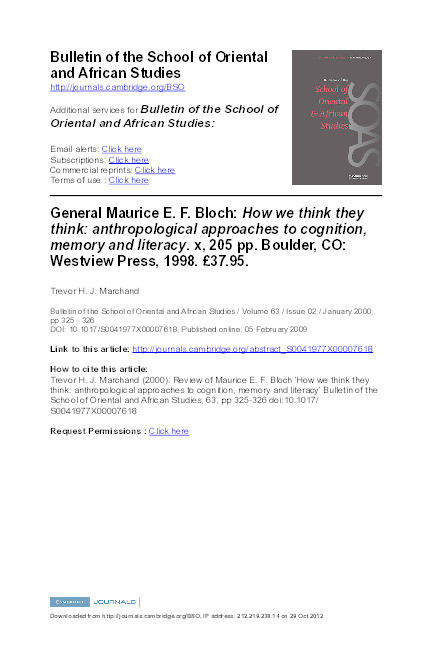Review of "How We Think They Think" [by M. Bloch] Thumbnail