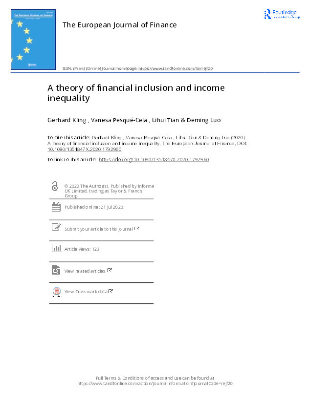 A Theory of Financial Inclusion and Income Inequality Thumbnail