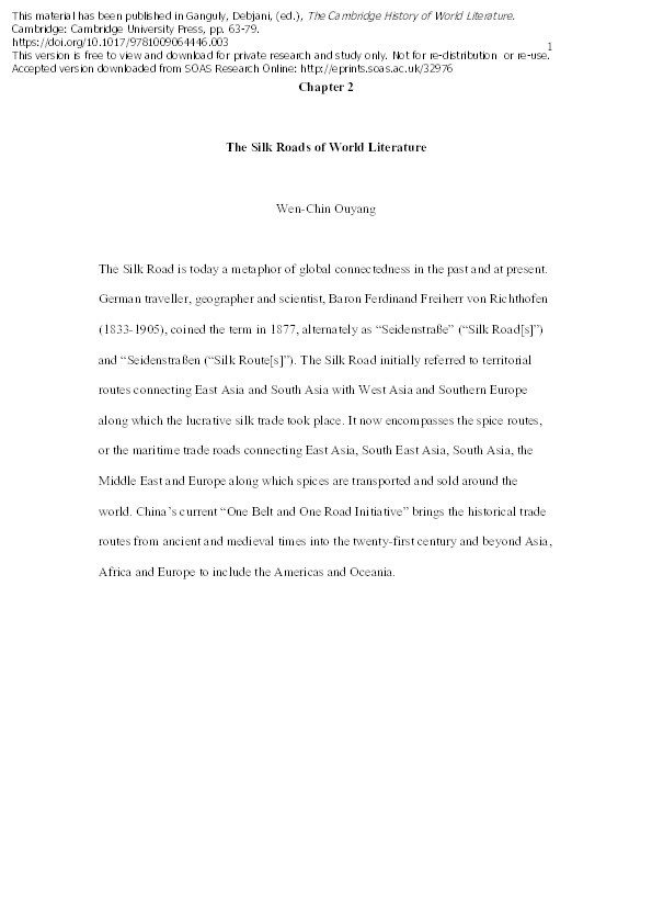 The Silk Roads of World Literature Thumbnail