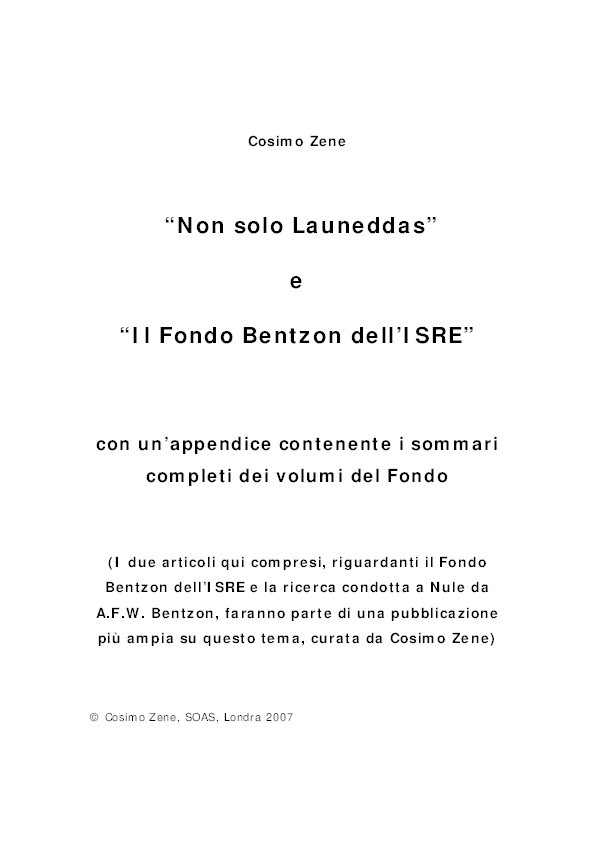 “Non solo Launeddas” e “Il Fondo Bentzon dell’ISRE” Thumbnail