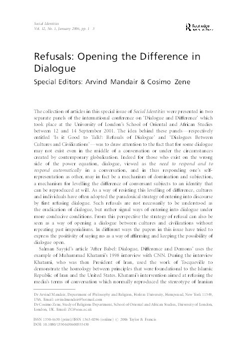 Refusals: Opening the Difference in Dialogue Thumbnail