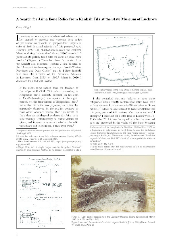 A Search for Jaina Bone Relics from Kaṅkālī Ṭīlā at the State Museum of Lucknow Thumbnail