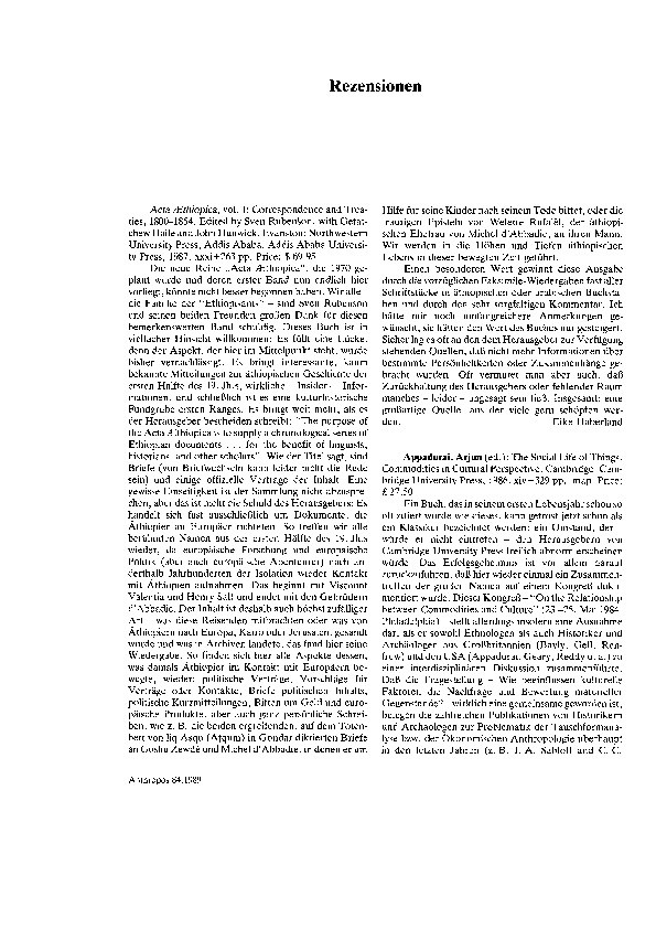 Review of The Social Life of Things: Commodities in Cultural Prespective. By A. Appadurai (ed.). Cambride: Cambridge University Press, 1986 Thumbnail