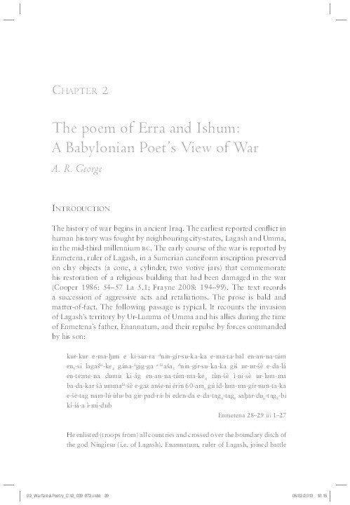 The Poem of Erra and Ishum: A Babylonian poet’s view of war Thumbnail