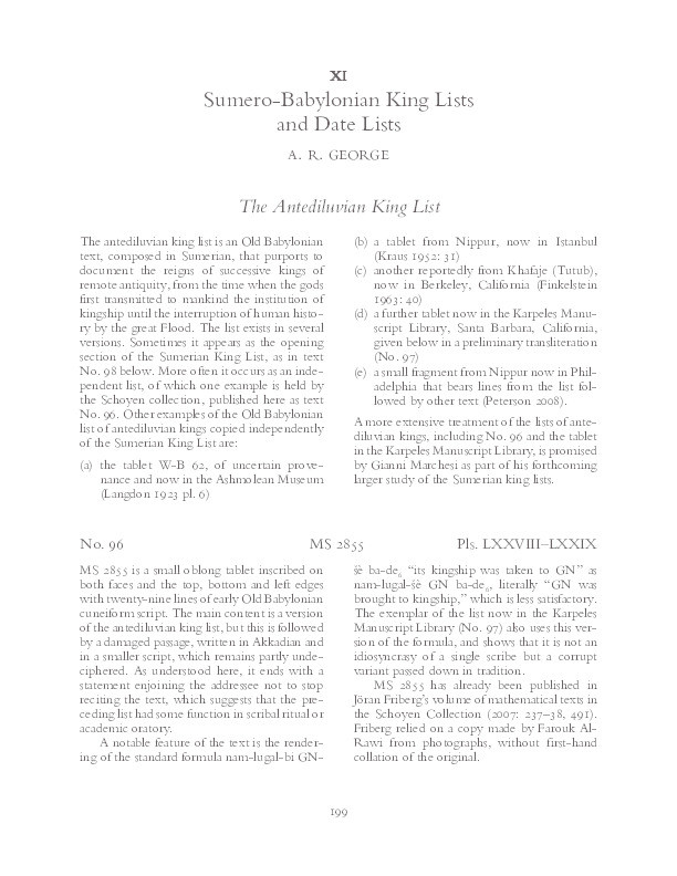 Sumero-Babylonian king lists and date lists Thumbnail