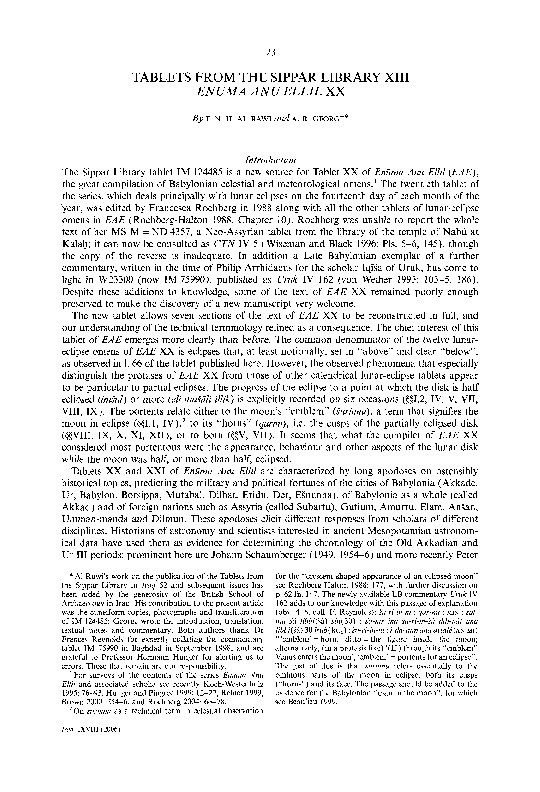 Tablets from the Sippar Library, XIII. Enuma Anu Ellil XX Thumbnail