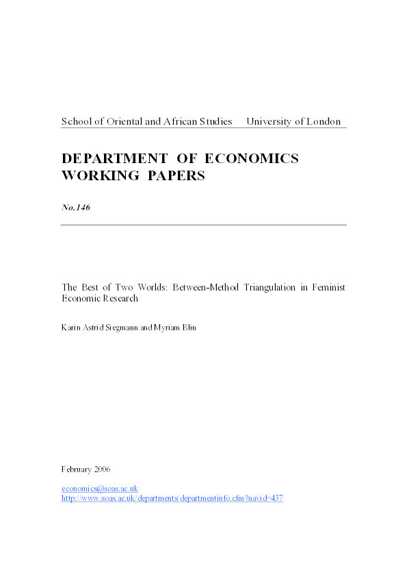 The Best of Two Worlds: Between-Method Triangulation in Feminist Economic Research Thumbnail