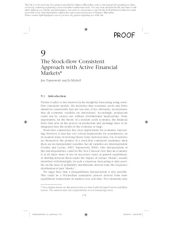 The Stock-Flow Consistent Approach with Active Financial Markets Thumbnail