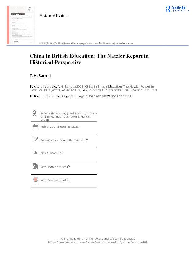 China in British Education: The Natzler Report in Historical Perspective Thumbnail
