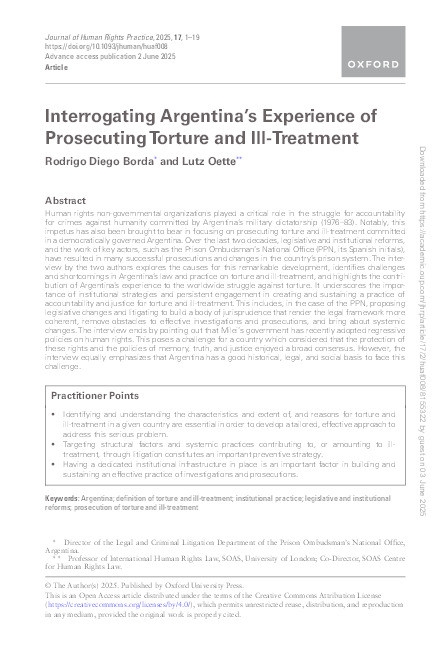 Interrogating Argentina’s Experience of Prosecuting Torture and Ill-Treatment Thumbnail