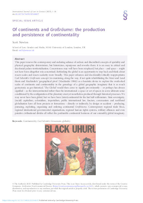 Of continents and Großräume: the production and persistence of continentality Thumbnail